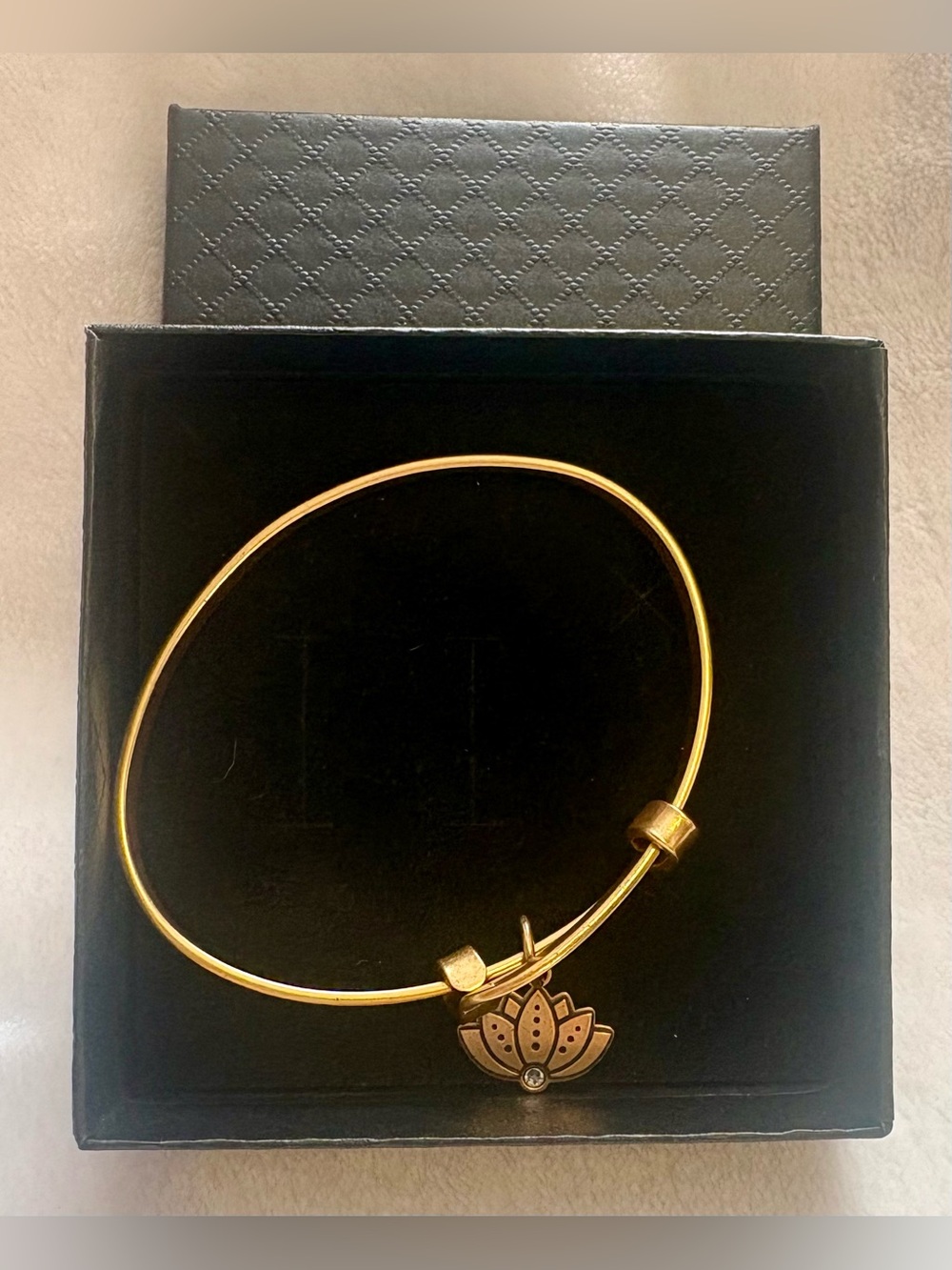 Alex and Ani Gold Lotus Charm Bangle Bracelet
